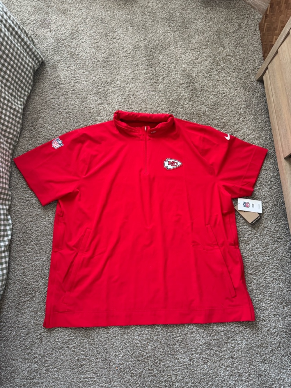 Kansas City Chiefs Nike Sideline Short Sleeve Quarter-Zip Dri-FIT Coach Jacket